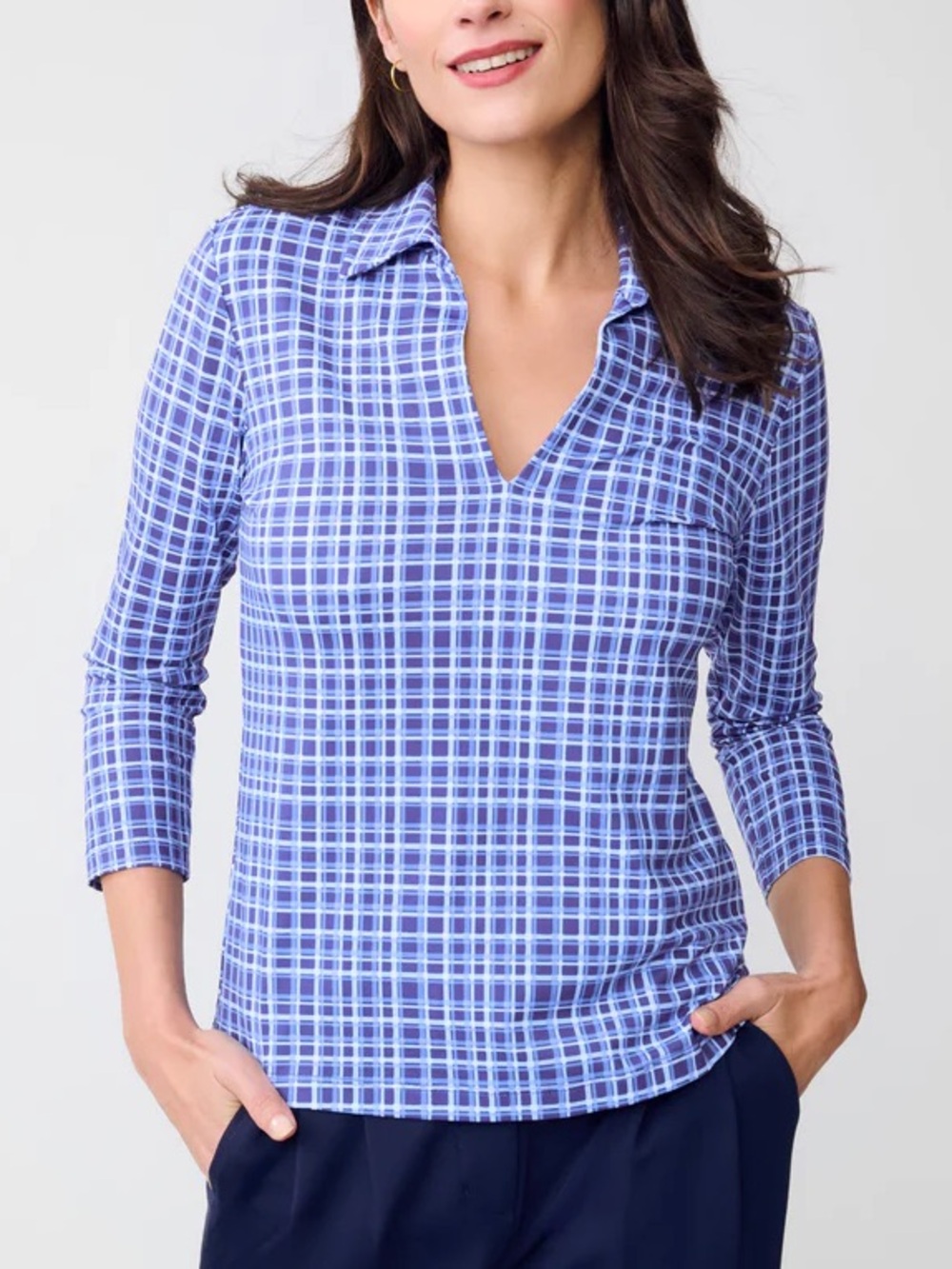 J. McLaughlin Aida 3/4 Sleeve Top in Layered Lines